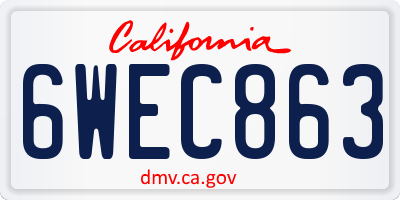 CA license plate 6WEC863