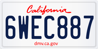 CA license plate 6WEC887