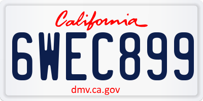 CA license plate 6WEC899