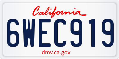 CA license plate 6WEC919