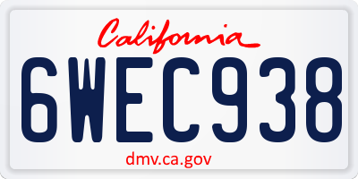 CA license plate 6WEC938