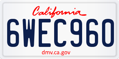 CA license plate 6WEC960