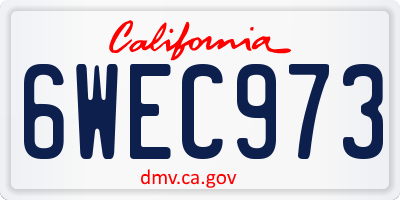 CA license plate 6WEC973