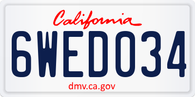 CA license plate 6WED034