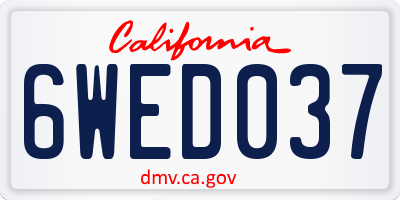 CA license plate 6WED037