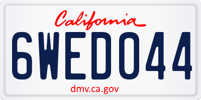 CA license plate 6WED044