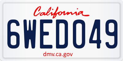 CA license plate 6WED049