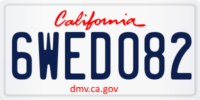 CA license plate 6WED082