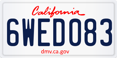CA license plate 6WED083