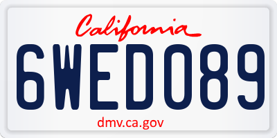 CA license plate 6WED089