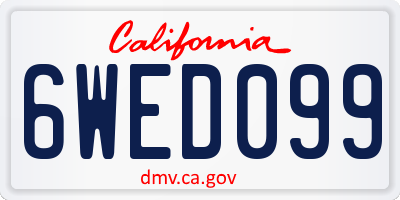 CA license plate 6WED099