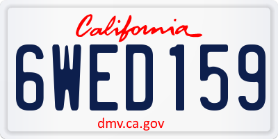 CA license plate 6WED159