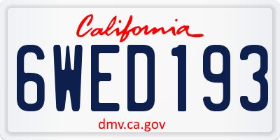 CA license plate 6WED193