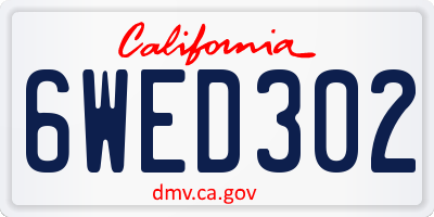 CA license plate 6WED302