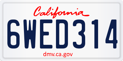 CA license plate 6WED314