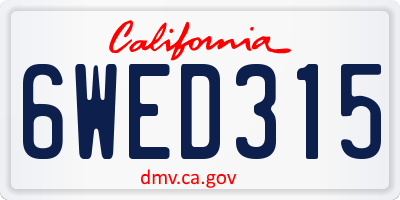 CA license plate 6WED315
