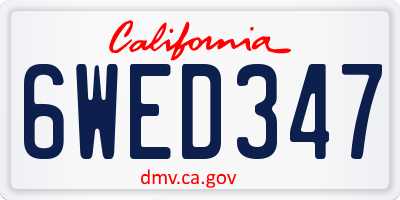 CA license plate 6WED347