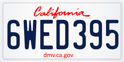 CA license plate 6WED395