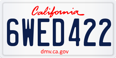 CA license plate 6WED422