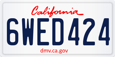 CA license plate 6WED424