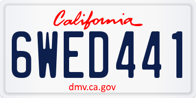 CA license plate 6WED441