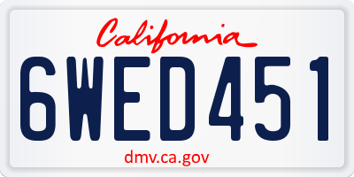 CA license plate 6WED451