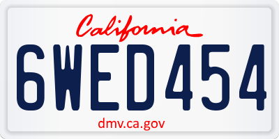 CA license plate 6WED454