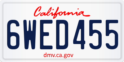 CA license plate 6WED455