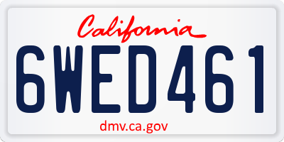 CA license plate 6WED461