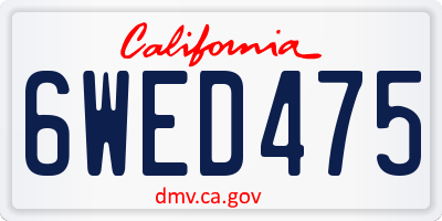 CA license plate 6WED475