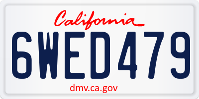 CA license plate 6WED479