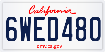 CA license plate 6WED480