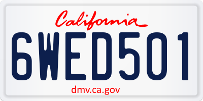 CA license plate 6WED501