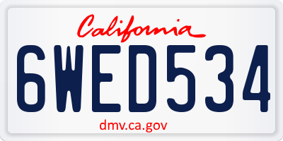 CA license plate 6WED534