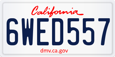 CA license plate 6WED557