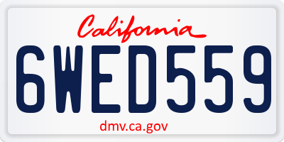 CA license plate 6WED559