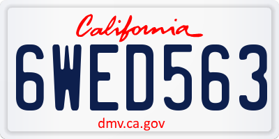 CA license plate 6WED563