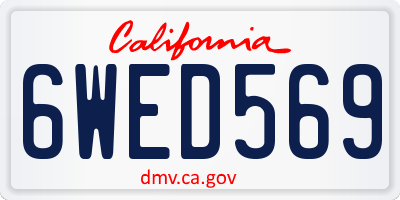 CA license plate 6WED569