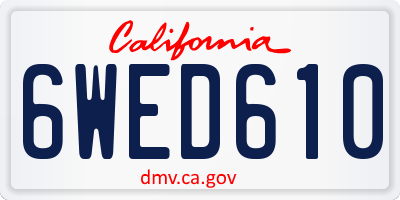 CA license plate 6WED610