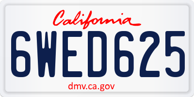 CA license plate 6WED625