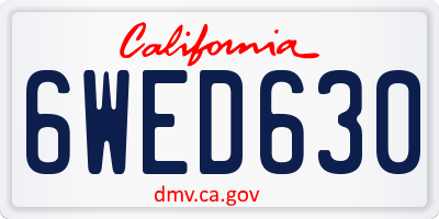 CA license plate 6WED630