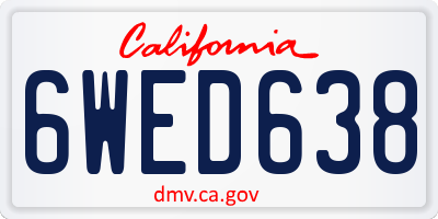 CA license plate 6WED638