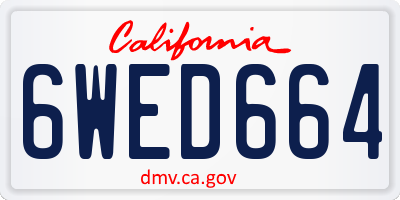 CA license plate 6WED664