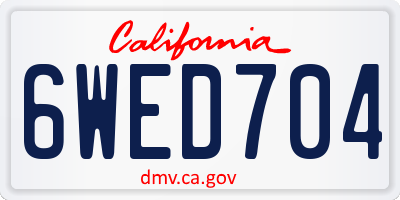 CA license plate 6WED704