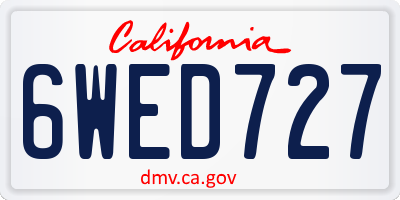 CA license plate 6WED727