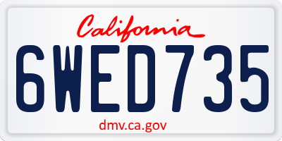 CA license plate 6WED735