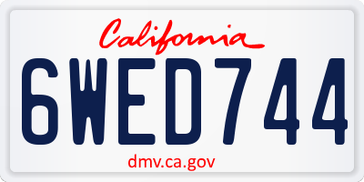 CA license plate 6WED744