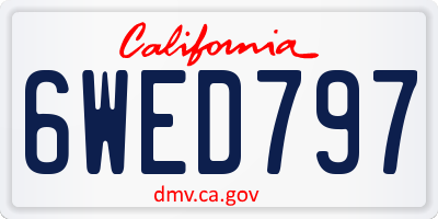CA license plate 6WED797