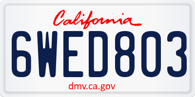 CA license plate 6WED803