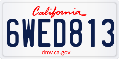 CA license plate 6WED813